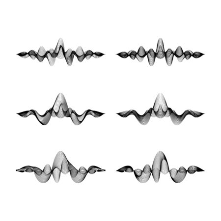 set of waveforms isolated on white background, vector illustrationのイラスト素材