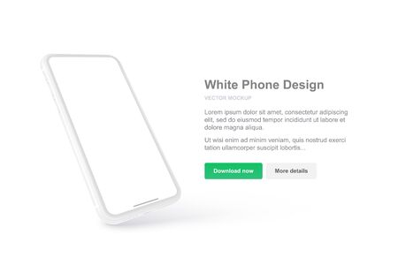 White vector phone design for presentation APP. Realistic template. Mock up with empty screenのイラスト素材