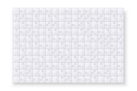 Set of jigsaw puzzle templates. Many puzzle pieces isolated on white background. Vector illustrationのイラスト素材