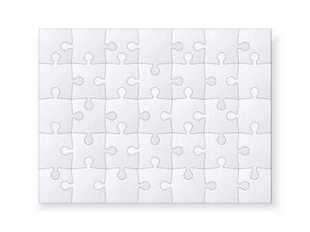 Set of jigsaw puzzle templates. Many puzzle pieces isolated on white background. Vector illustrationのイラスト素材