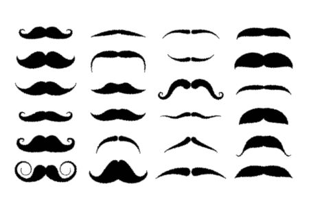 Set of mustaches isolated on white background. Vector illustrationのイラスト素材
