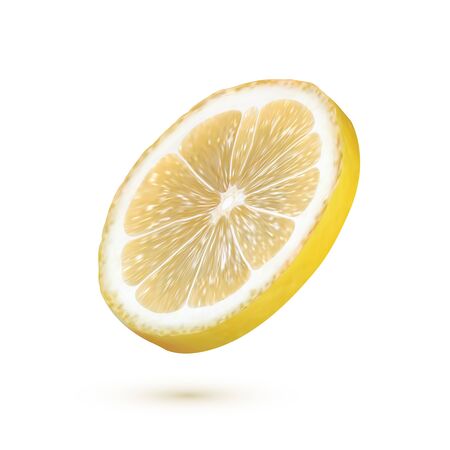 Realistic lemon isolated on white background. Fresh yellow fruit, vector illustrationのイラスト素材