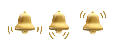 Set of golden realistic bell isolated on white background. Vector illustration