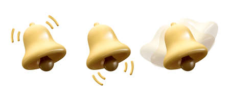 Set of notification bell icon. The golden alert bell is shaking to alert the upcoming schedule....