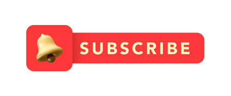 Subscribe, bell button. Red button subscribe to channel, blog. Vector illustration