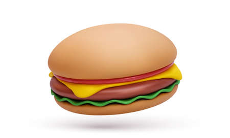 3d burger isolated on white background. Vector illustrationのイラスト素材