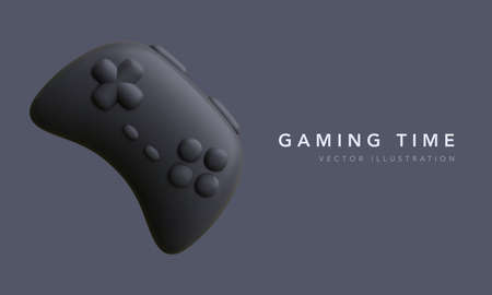 3d gamepad isolated on dark background. Electronic video gamepad, computer devices. Vector...