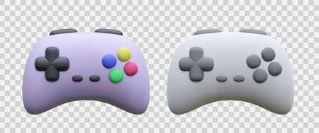 Collection of realistic gamepads isolated on transparent background. Vector illustration