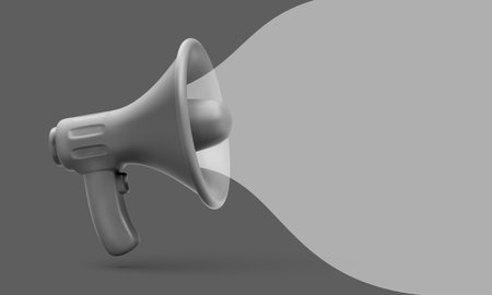 realistic black plastic megaphone marketing concept. Vector illustrationのイラスト素材