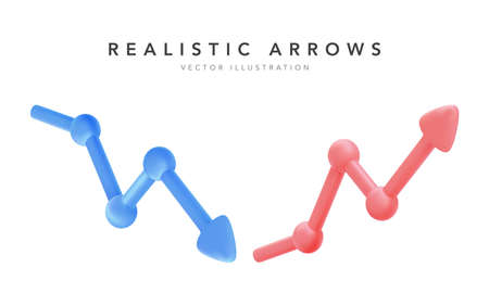Growth progress red and blue arrows. Vector illustration