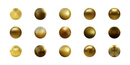 Set of gold sphere isolated on white background. Vector illustration.のイラスト素材