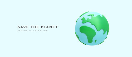 Save the planet concept banner in realistic style with planet. Vector illustrationのイラスト素材