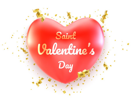 Happy Valentines Day banner with red hearts. Vector illustration.のイラスト素材
