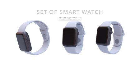 Set of 3d realistic smart watchのイラスト素材