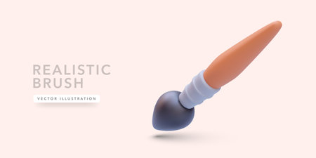 3d realistic brush icon with shadow isolated on light background. Vector illustrationのイラスト素材