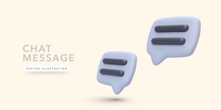 Realistic flying dialog message with shadow isolated on light yellow background. Vector illustrationのイラスト素材