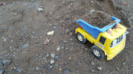 Ponorogo, Indonesia- 15/11/2019: Construction toys made of yellow plastic in the form of excavators...