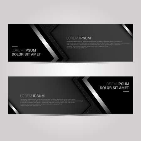 Modern and cool web banner template in a set. Banners for place an advertising information with several color choices with dark style. Replace text and logos with your own.のイラスト素材