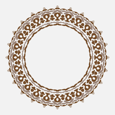 Oriental vector round pattern with arabesques and floral elements. Traditional classic ornamentのイラスト素材