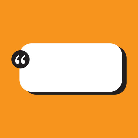 Empty white text box with quotation mark on orange background. Vector illustrationのイラスト素材