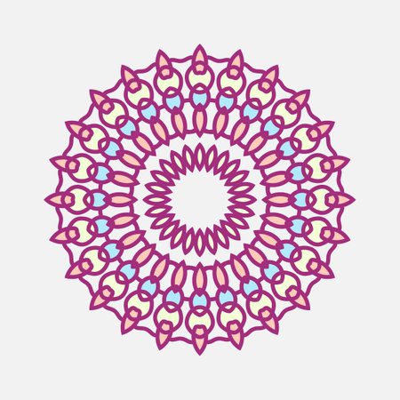 Mandala. Ethnic decorative element. Hand drawn backdrop. Islam, Arabic, Indian, ottoman motifs.のイラスト素材