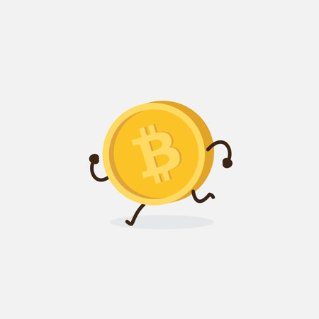 Bitcoin character. Cryptocurrency concept. Flat design. Vector illustrationのイラスト素材