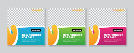 Set of Editable square banner template for social media post and web internet adsのイラスト素材