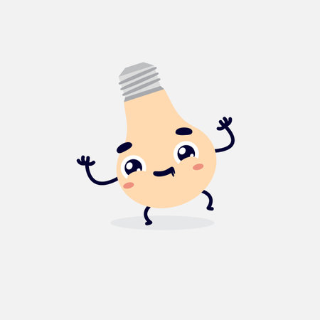 Cute light bulb character. Idea concept. Vector flat cartoon illustrationのイラスト素材