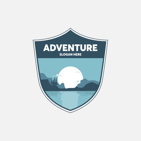 Adventure badge, label, emblem, logo. Vector illustration in flat styleのイラスト素材