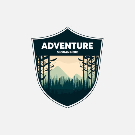 Vintage outdoor adventure label, emblem, badge and design element.のイラスト素材