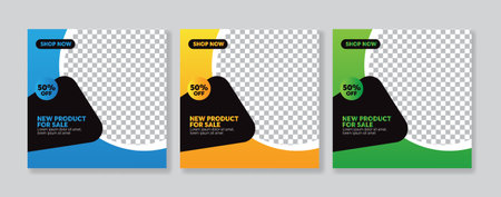 Set of Editable minimal square banner template. Suitable for social media post and web internet ads. Vector illustrationのイラスト素材