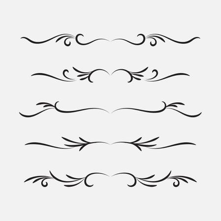 Set of calligraphic design elements for design. Vector illustration.のイラスト素材