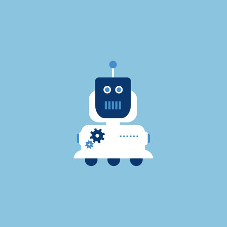 robot icon. flat style. vector illustration on blue background.のイラスト素材
