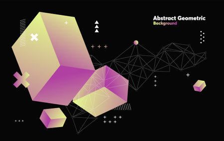 Abstract geometric background with 3d polygonal shape. Vector illustration.のイラスト素材