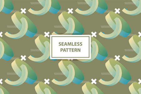 Seamless pattern with abstract geometric shapes in green and blue colorsのイラスト素材