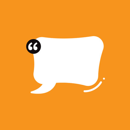 Speech bubble icon. White on orange background. Vector illustration.のイラスト素材