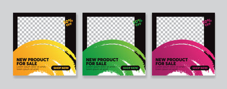 Set of Editable minimal square banner templates for social media posts. Vector illustrationのイラスト素材