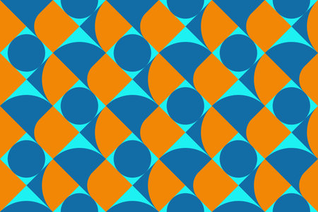 Seamless geometric pattern with rhombus in blue and orange colorsのイラスト素材
