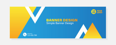 Business card design template. Editable vector illustration in blue and yellow colors.のイラスト素材
