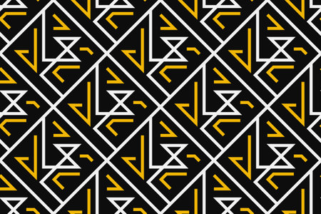 Seamless vector pattern. Black and white geometrical background with decorative tribal elements. Print with ethnic, folk, traditional motifs. Graphic vector illustration.のイラスト素材