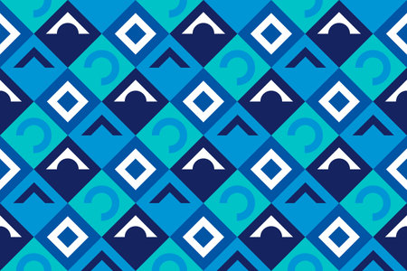 Seamless pattern with geometric shapes in blue colors. Vector illustration.のイラスト素材