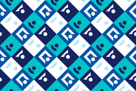 Seamless pattern with geometric figures in blue and white colors.のイラスト素材