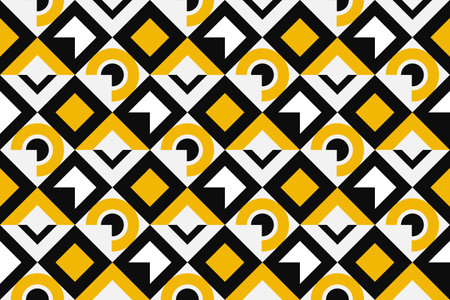 Seamless geometric pattern in black and yellow colors. Vector illustration.のイラスト素材