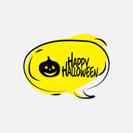 Happy Halloween lettering with speech bubble. Vector illustration. EPS 10のイラスト素材