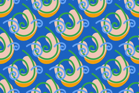 Seamless vector pattern with abstract geometric shapes on blue background.のイラスト素材