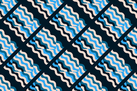Seamless geometric pattern with waves and lines. Vector illustration.のイラスト素材