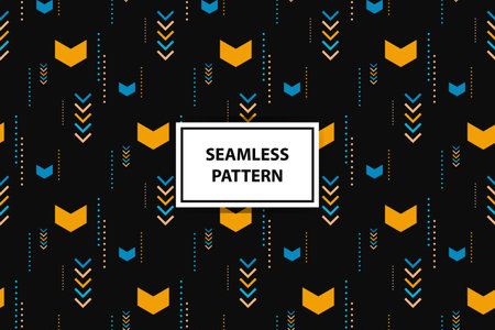 Seamless geometric pattern in black and yellow colors. Vector illustrationのイラスト素材