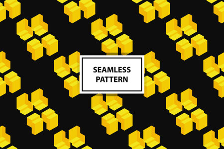 Abstract geometric pattern with stripes, lines. Seamless vector background. Black and yellow ornamentのイラスト素材