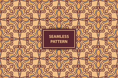 Vector seamless pattern. Vintage decorative elements. Hand drawn background. Islam, Arabic, Indian, ottoman motifsのイラスト素材