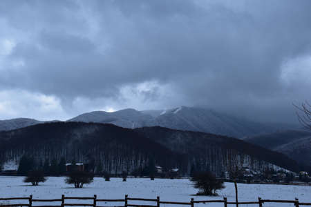 Vacation in the mountains, the morning snow, the freshness of the mountains, clean air, mountain...